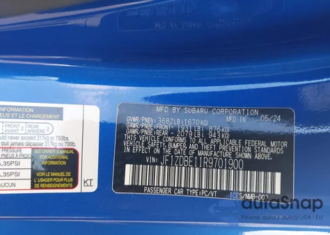 2024 Subaru Brz Limited из США, поврежденный, VIN JF1ZDBE11R9701900